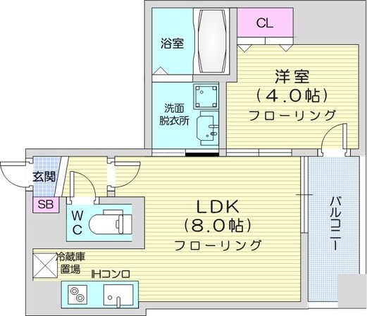 麻生駅 徒歩4分 5階の物件間取画像